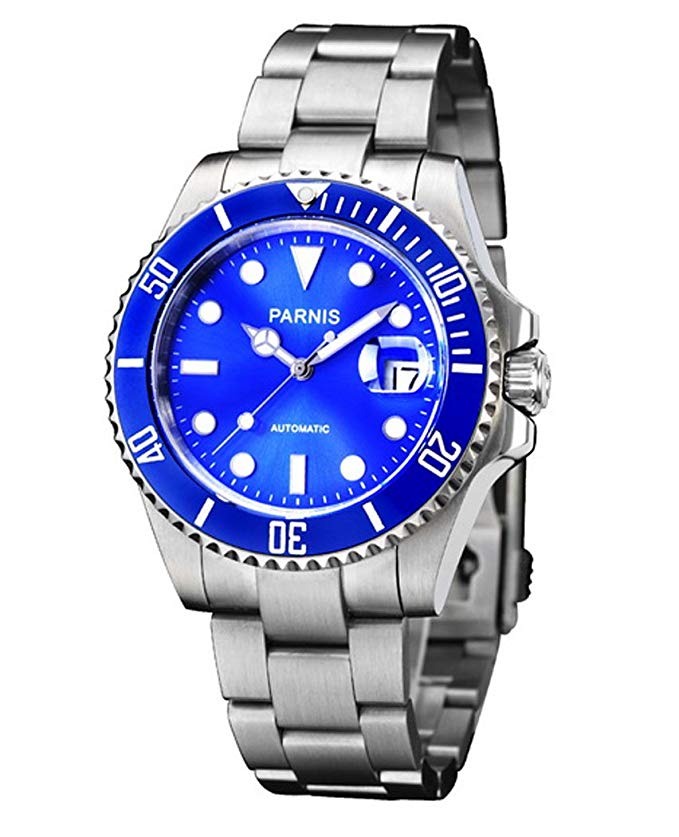 Fanmis Blue Dial Ceramic Bezel Luminous Mark Submariner Automatic Mechanical Men's Women's Silver Watch