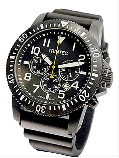 Trintec Zulu-01 Chronograph with Black Bezel and Stainless Steel Case ZULU-01-CH-S