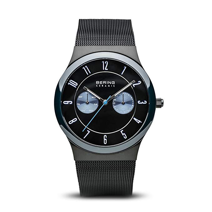 BERING Time 32139-227 Ceramic Collection Watch with Mesh Band and scratch resistant sapphire crystal. Designed in Denmark.