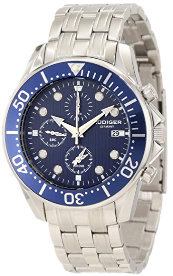 Rudiger Men's R2001-04-003 Chemnitz Blue IP Blue Dial Chronograph Watch