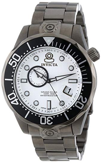 Invicta Men's 13701 Pro Diver Automatic White Textured Dial Gunmetal Ion-Plated Stainless Steel Watch