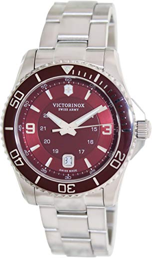 Victorinox Swiss Army Maverick Red Dial SS Quartz Male Watch 241604