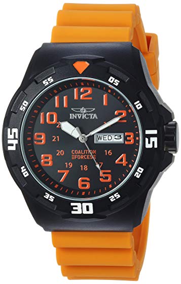 Invicta Men's 'Coalition Forces' Quartz Stainless Steel and Silicone Casual Watch, Color:Orange (Model: 25329)