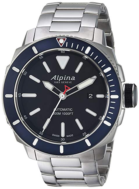 Alpina Men's 'Seastrong' Swiss Automatic Stainless Steel Diving Watch, Color:Silver-Toned (Model: AL-525LBN4V6B)