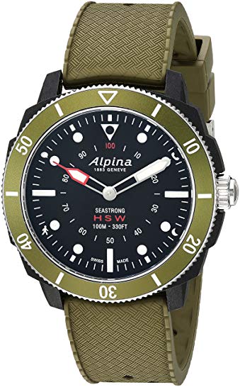 Alpina Men's 'Horological Smart Watch' Quartz Stainless Steel and Rubber Sport, Color:Green (Model: AL-282LBGR4V6)