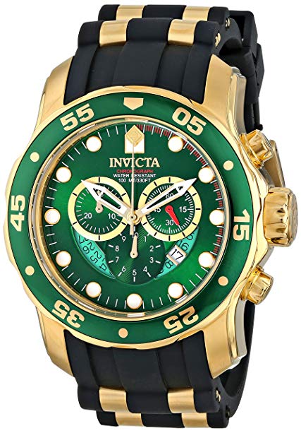 Invicta Men's 6984 Pro Diver Collection Chronograph Green Dial Black Polyurethane Watch