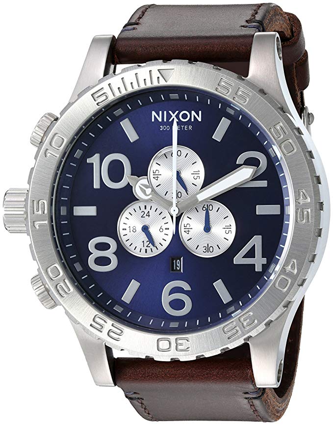Nixon Men's '51-30 Chrono' Quartz Stainless Steel and Leather Watch, Color:Brown (Model: A124-2301-00)