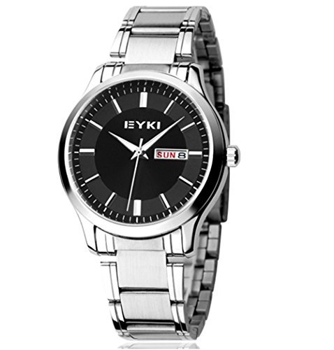 Big Dragonfly Men's Couple Lovers Stainless Steel Calendar Wrist Watches EYKI 1150 (Black Silver)