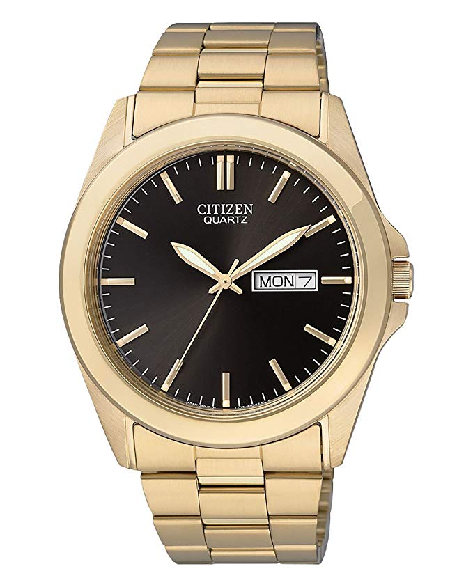 Citizen BF0582-51F Men's Quartz Black Dial Gold-Tone Watch.Stainless Steel Bracelet.