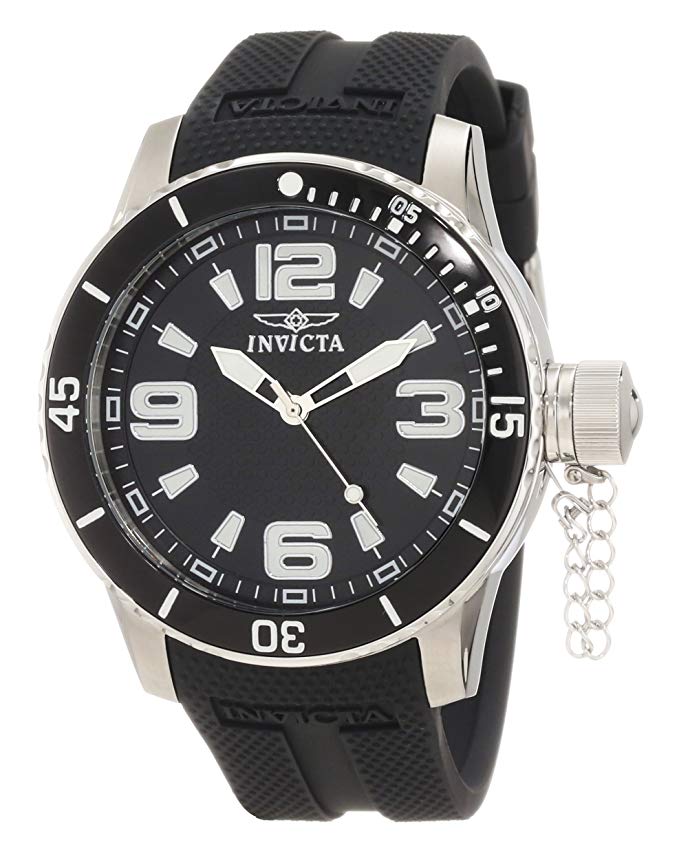 Invicta Men's 1670 Specialty Corduba Black Textured Dial Black Polyurethane Watch
