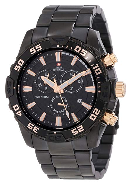Swiss Precimax Men's SP12152 Formula-7 Pro Black Dial with Black Stainless Steel Band Watch