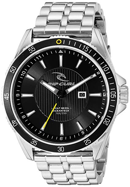 Rip Curl Men's 'DVR-100 SSS' Quartz Stainless Steel Sport Watch, Color:Silver-Toned (Model: A2873-BLK)