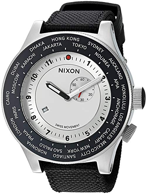 Nixon Men's 'Passport' Swiss Quartz Stainless Steel and Nylon Watch, Color:Blue (Model: A3211433)