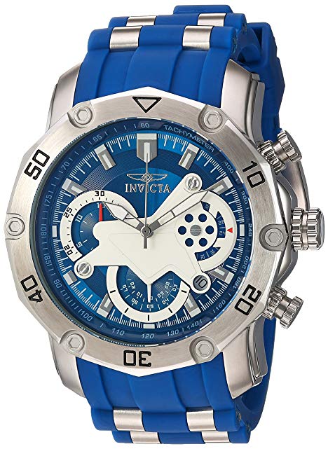 Invicta Men's 'Pro Diver' Quartz Stainless Steel and Silicone Casual Watch, Color:Blue (Model: 22796)