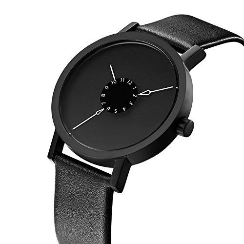 Projects 40mm Black Nadir Quartz Watch with Matching Leather Strap 7265