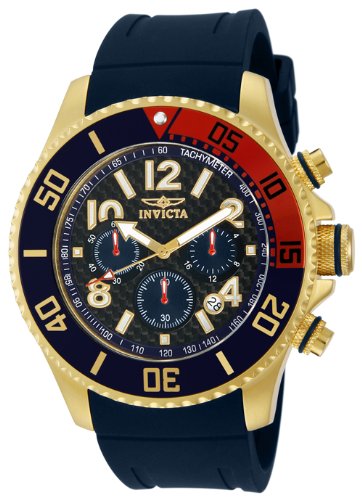Invicta Men's 13730 Pro Diver Chronograph Black Carbon Fiber Dial Black Polyurethane Watch