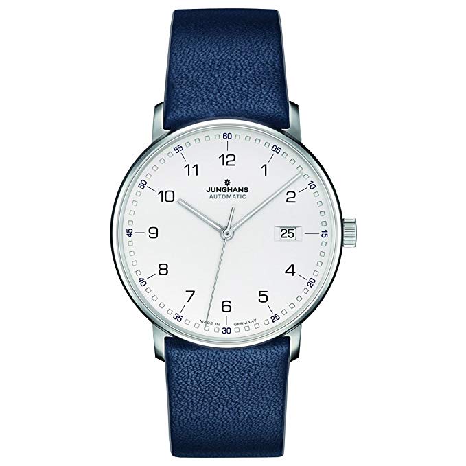 Junghans Form A Automatic Date Matte Silver Dial Blue Leather Strap 027/4735.00