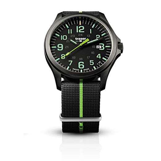 traser H3 Black/Lime P67 Officer Pro Gunmetal Watch | Textile Strap - Green