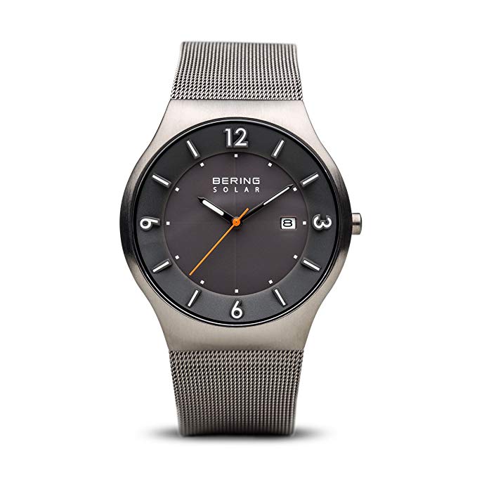 BERING Time 14440-077 Mens Solar Collection Watch with Mesh Band and scratch resistant sapphire crystal. Designed in Denmark.