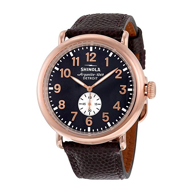 Shinola The Runwell Mindnight Blue Dial PVD Rose Gold Stainless Steel Mens Watch 11000168