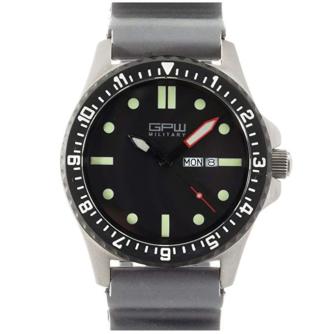German Military Titanium Watch. GPW Day Date. Grey Field Rubber Strap. Sapphire Crystal. 200M W/R.
