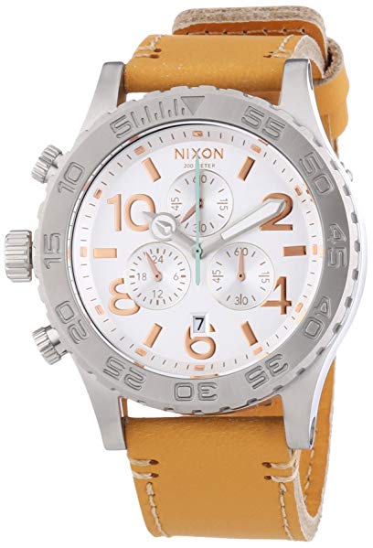 Nixon A424-1603 Ladies 42-20 Chrono Natural Leather Strap Watch