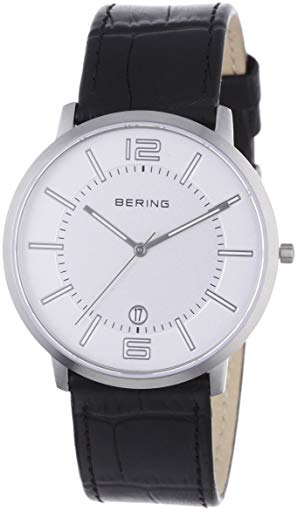 BERING Time 11139-000 Mens Classic Collection Watch with Calfskin Band and scratch resistant sapphire crystal. Designed in Denmark.