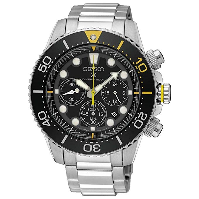 SEIKO Prospex Sea Diver's 200m Chronograph Solar Sports Watch Yellow SSC613P1