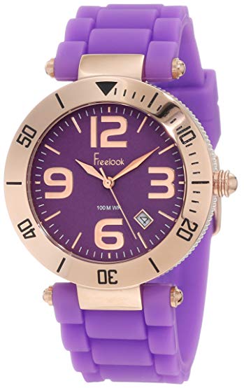 Freelook Men's HA1534RG-8 Purple Silicone Band W/Purple Dial Rose Gold Case Watch