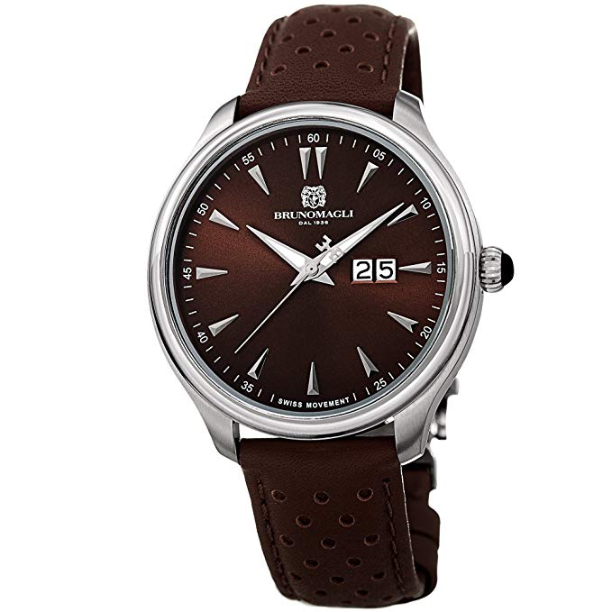 Bruno Magli Men's Luca Swiss Quartz Watch with Italian Leather Strap - Great Gift
