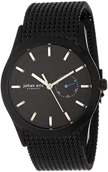 Johan Eric Men's JE1300-13-007 Agersø Black Ion-Plated Black Dial Date Mesh Bracelet Watch