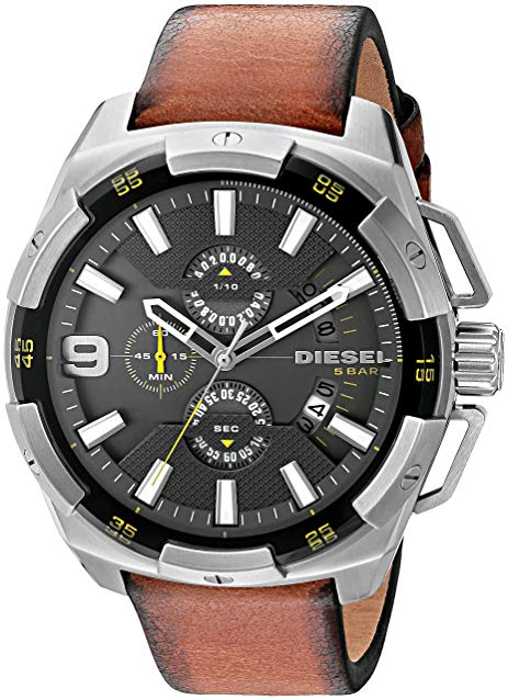 Diesel Men's DZ4393 Heavyweight Stainless Steel Brown Leather Watch
