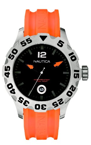Nautica Men's N14603G BFD 100 Date Orange and Black Watch