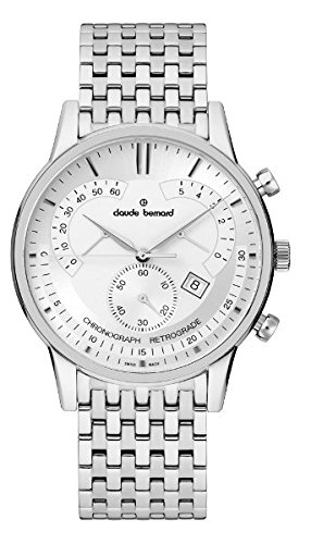 Claude Bernard Men's 01506 3M AIN Classic Chronograph Analog Display Swiss Quartz Silver Watch