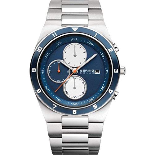 BERING Time 34440-708 Mens Solar Collection Watch with Stainless steel Band and scratch resistant sapphire crystal. Designed in Denmark.