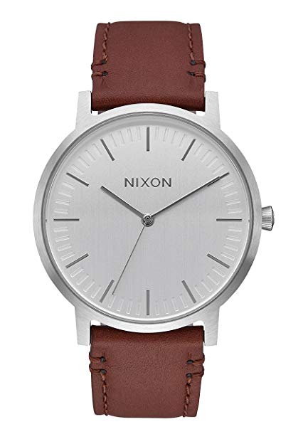 Nixon Porter Leather Silver / Brown Leather Strap Men's Watch A1058-1113