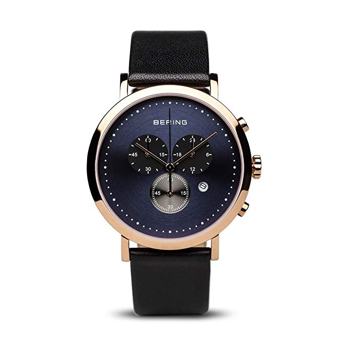 BERING Time 10540-567 Mens Classic Collection Watch with Calfskin Band and scratch resistant sapphire crystal. Designed in Denmark.