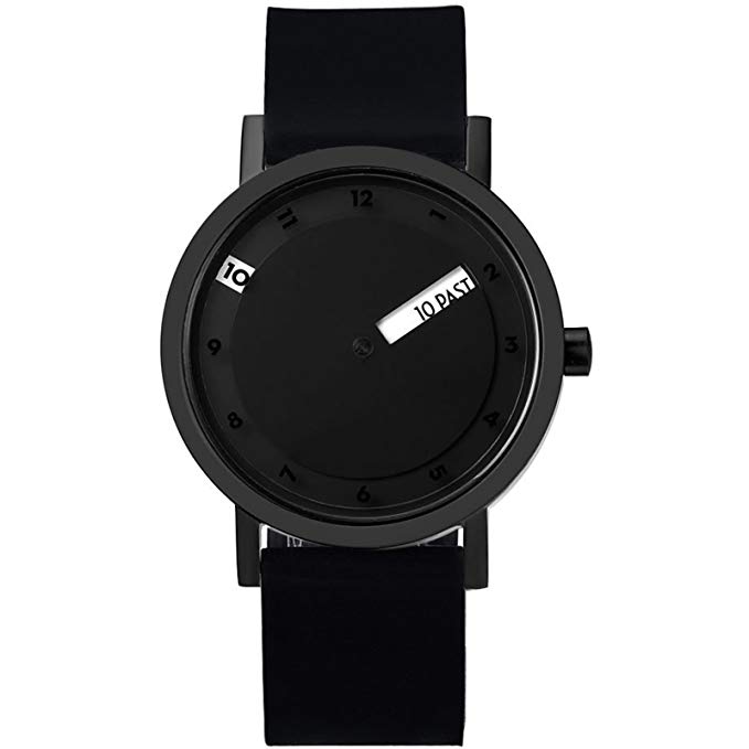 Projects Mens Stainless Steel/Silicone Till Watch w/ Black Face (Black)