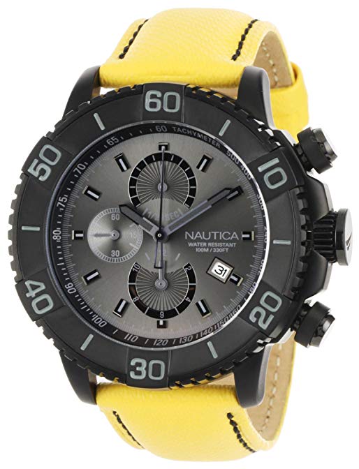 Nautica Men's N20063G NST 500 Yellow Polyurethane and Grey Dial Watch