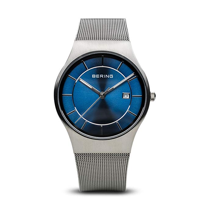 BERING Time 11938-003 Men Classic Collection Watch with Stainless-Steel Strap and scratch resistent sapphire crystal. Designed in Denmark