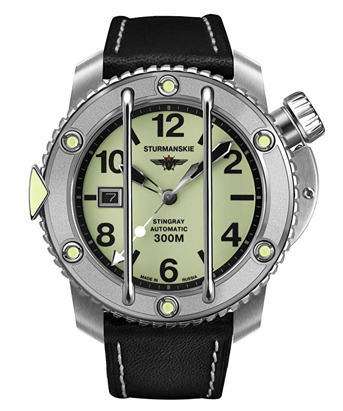 Sturmanskie Stingray Professional Diver Automatic Green Black Leather Watch NH35/1825898 Limited Edition