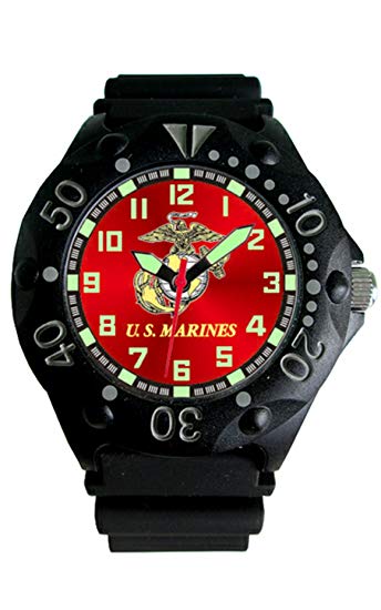 U.S. Marine Corps Etched Dial Mens Dive Watch - 200m Water Resistant