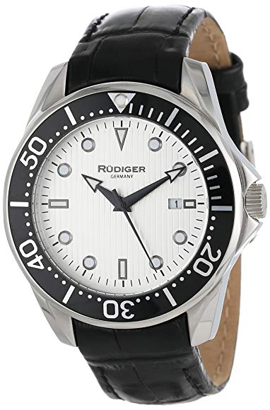 Rudiger Men's R2000-04-001L Chemnitz Black IP Silver Luminous Dial Watch