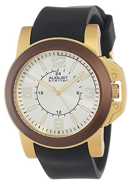 August Steiner Men's AS8057BR Quartz Sport Silicone Strap Watch