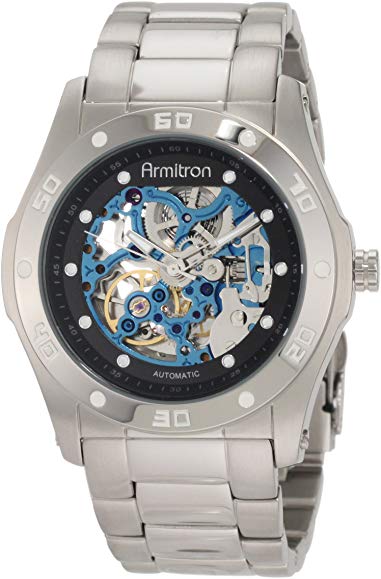Armitron Men's 204406BISV Automatic Silver-Tone with Black and Blue Accents Dress Watch