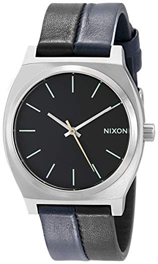 Nixon Men's A0451938 Pacific Station Time Teller Stainless Steel Watch with Genuine Leather Band