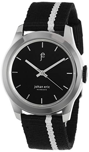Johan Eric Men's JE1400-04-007 Naestved Young Sporty Round Stainless Steel White Stripe Canvas Strap Watch