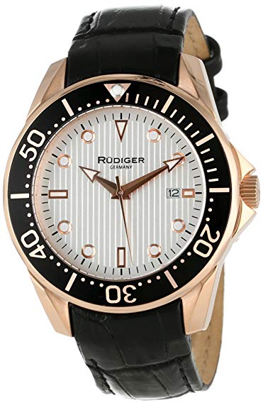 Rudiger Men's R2000-09-001L Chemnitz Rose Gold IP Case Silver Luminous Dial Watch