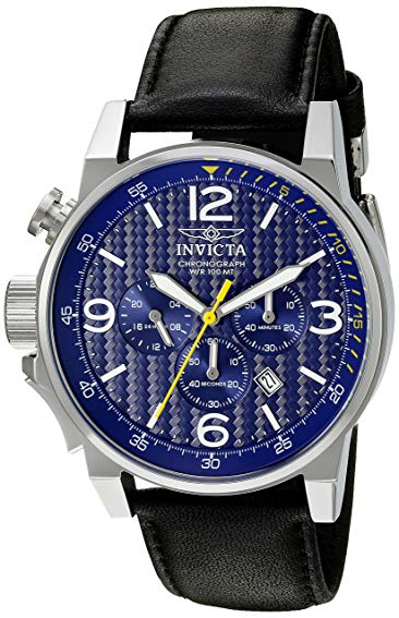 Invicta Men's 'I-Force' Quartz Stainless Steel and Black Leather Casual Watch (Model: 20131)
