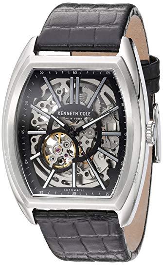 Kenneth Cole New York Men's Automatic Stainless Steel and Leather Dress Watch, Color:Black (Model: 10030811)